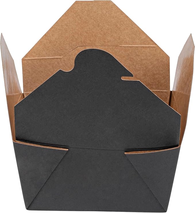 Restaurantware Bio Tek 30 Ounce Take Out Boxes 200 To Go Lunch Boxes - Tab-Lock Closure Heat-Tolerant Black Paper Disposable Lunch Boxes Greaseproof For Hot And Cold Foods - Image 12