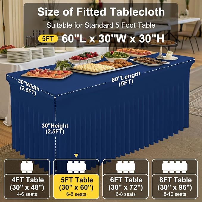 Smiry Spandex Elastic Fitted Table Cloth Skirt for 5FT Rectangle Table - Image 4