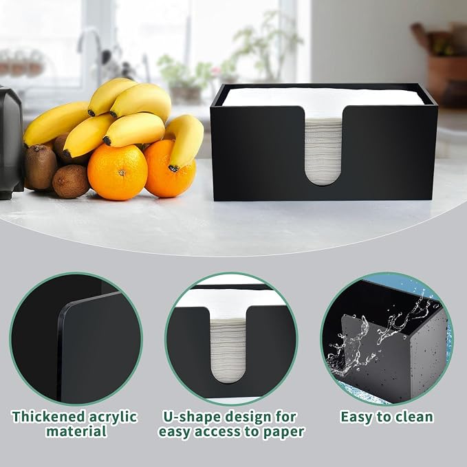 Paper Towel Holder Countertop, Black Acrylic Napkin Dispenser, 1 Pack - Image 4