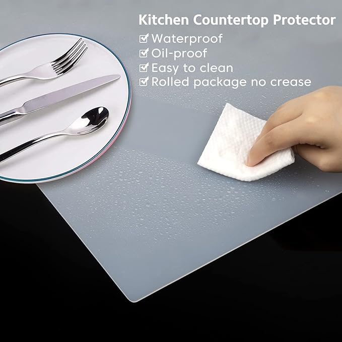 Silicone Mats for Kitchen Counter, Nonslip Silicone Mats for Crafts Countertop Protector Heat Resistant Mat (78.7” x 24” x 0.08”, Translucent) - Image 4