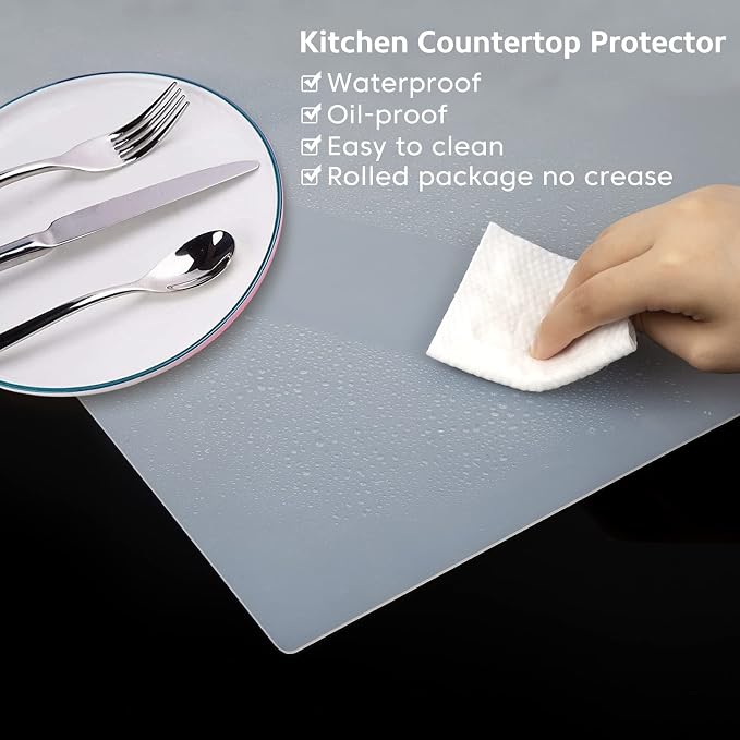 Silicone Mats for Kitchen Counter Thicker Extra Large Heat Resistant Mats Countertop Protector Liners for Bottom of Oven Air Fryer Coffee Maker, 24" x 16" x 2 mm, Translucent - Image 5
