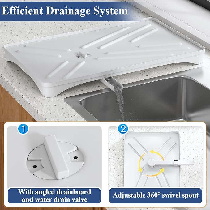 SNTD Dish Drying Rack for Kitchen Counter, 11.8" W x 16.7" L, White - Image 3