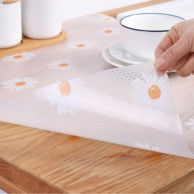 Daisy Shelf Liner for Kitchen Cabinets Non-Adhesive Drawer Liner Non-Slip Refrigerator Liner Waterproof Fridge Pad Cupboard Mat Easy Placemats, Ideal for Wire Pantry Bathroom, 12"*393.7" - Image 7