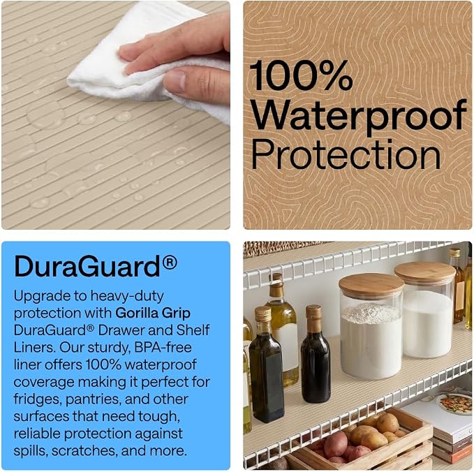 GORILLA GRIP Shelf Liner, Non-Adhesive Cabinet Liners, 20" x30' Beige - Image 3