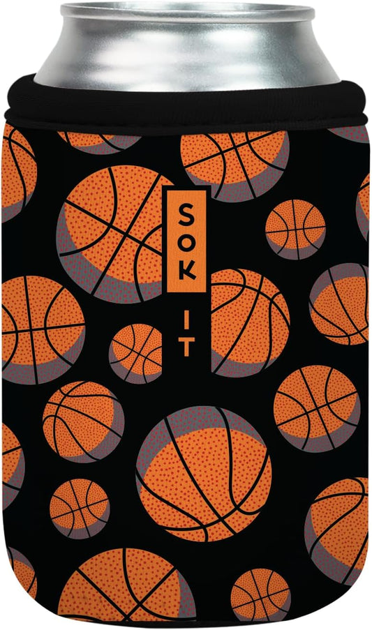 Sok It CanSok Sleeve for Beer & Soda Insulated Neoprene Cover (Basketball, 12oz Can Sleeve)