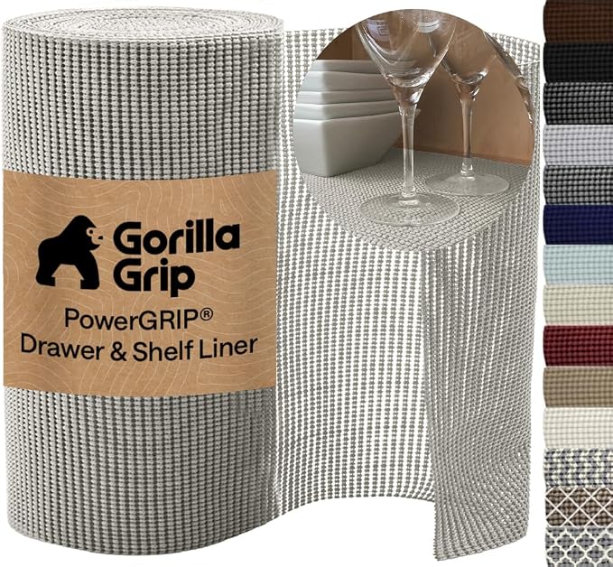 GORILLA GRIP powerGRIP Drawer Shelf and Cabinet Liner, 20" x20', Light Gray by Unknown