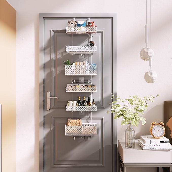 HapiRm Over Door Organizer Storage - Separable Door Organizer Hanging with 6 Metal Large Capacity Baskets for Bathroom Bedroom Kitchen Pantry Closet (White) - Image 6