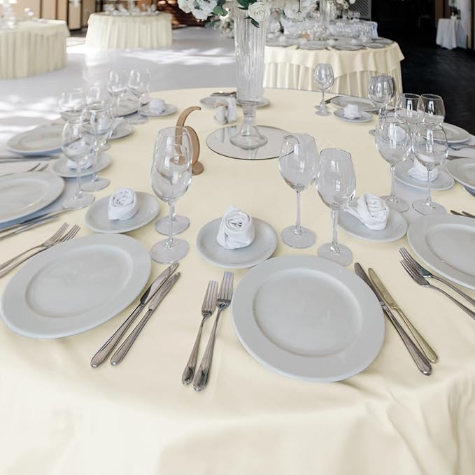 Fitable 6 Pack Ivory Round Tablecloths 108 Inch for 36"-84" Tables - Image 2