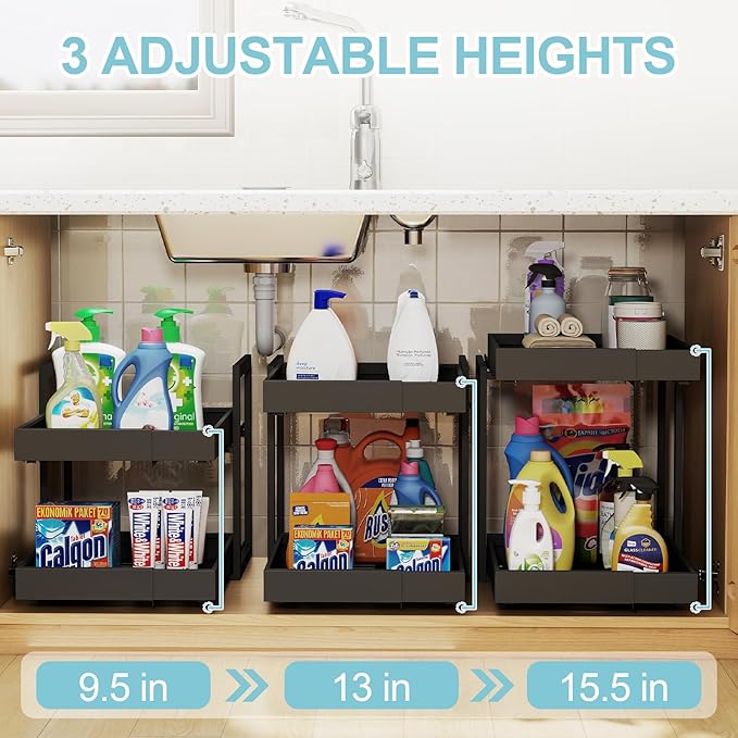 Golener 2-Tier Expandable Pull Out Cabinet Organizer, Cabinet Drawers, 16"D - Image 3