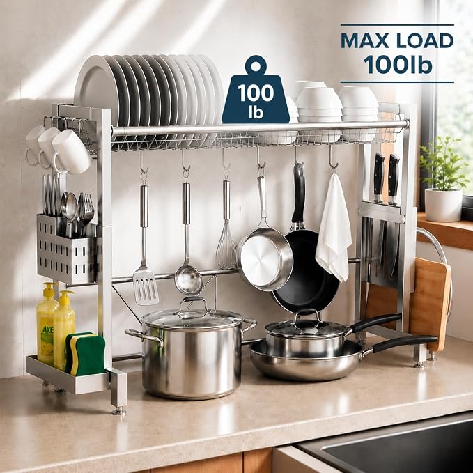 Over The Sink Dish Drying Rack, Expandable Width & Height Dish Rack - Image 5