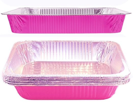 Tiger Chef Half Size Pink Disposable Aluminum Foil Steam Table Baking Pans, 12.75in x 10.38in x 2.5in Deep disposable Chafing Pans 100-Pack - Image 3