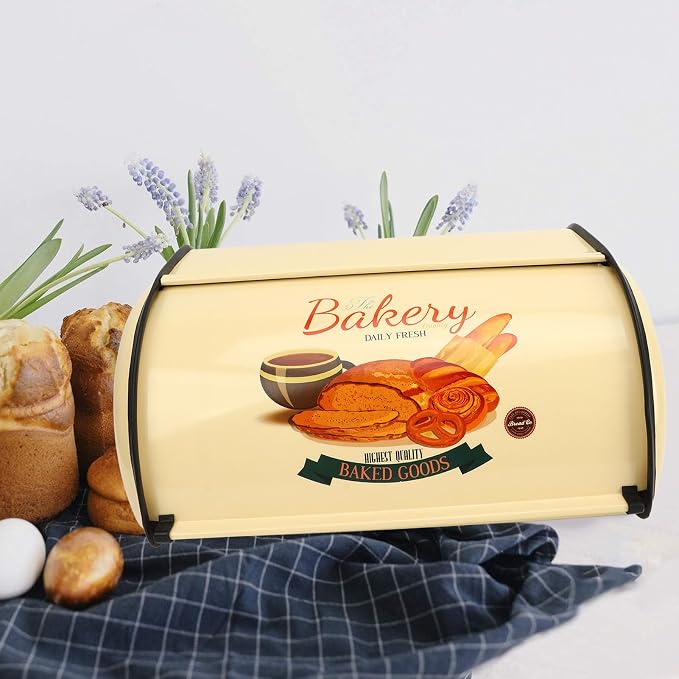 MAVIS LAVEN Metal Bread Box Champagne Color for Kitchen Countertop, Small Drum Type with High Space Utilization and Good Visual Effect - Image 8