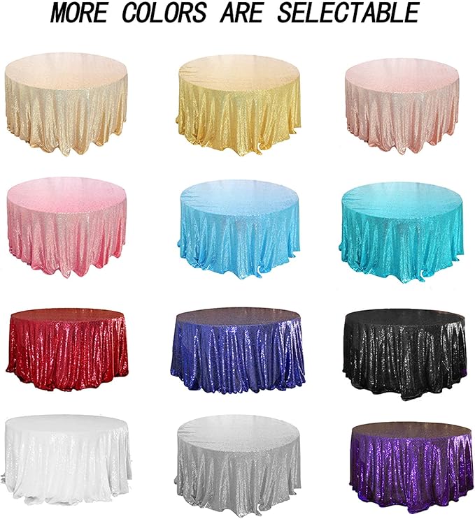 JYFLZQ Black Sequin Tablecloth, Glitter Party Table Cover 120 Inch Round - Image 6