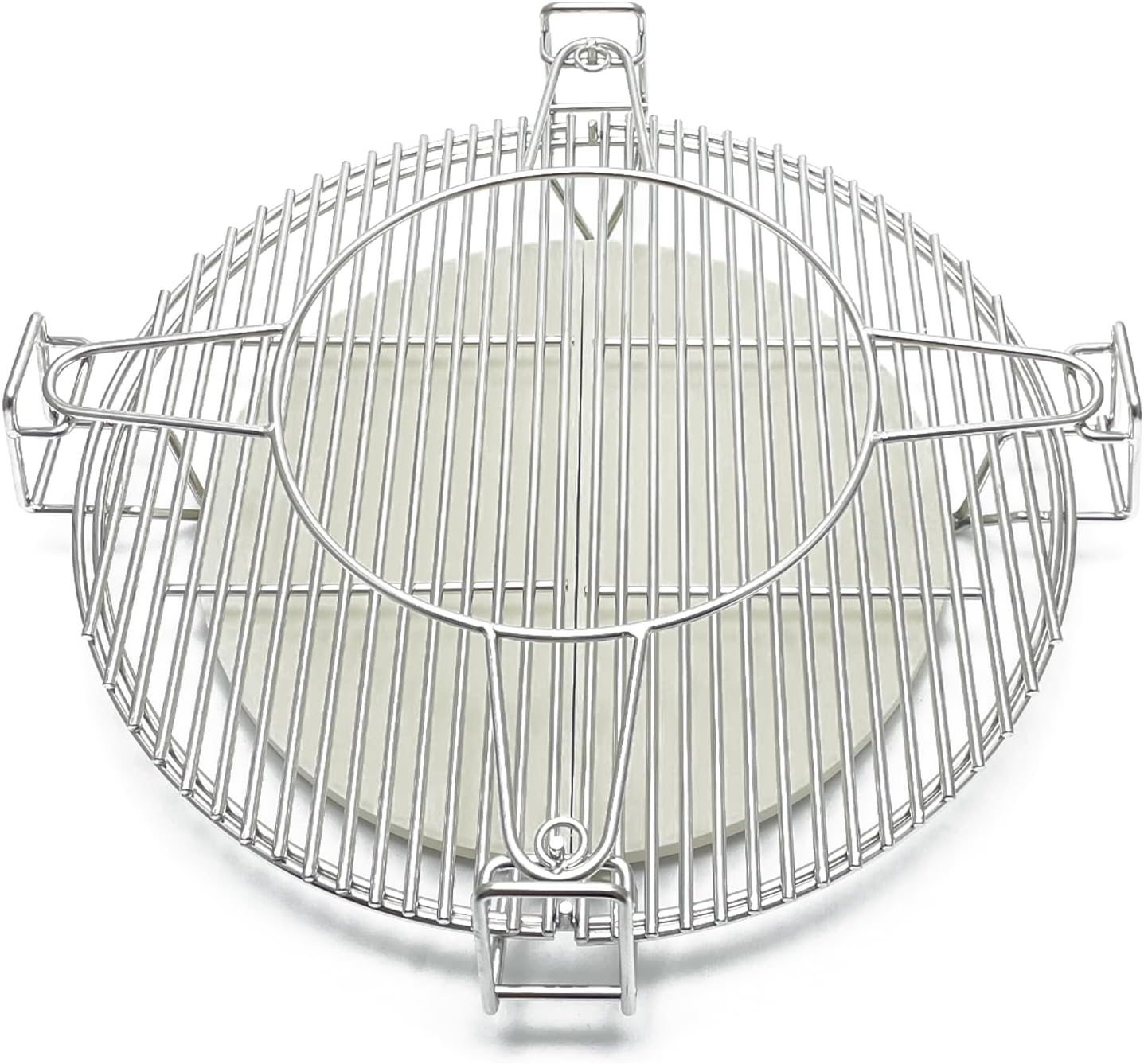 Multi-Level Cooking Grates with Ceramic Heat Deflectors, System Kit for Large Big Green Egg, BGE Kamado Joe Classic, Char-Griller Akorn 18" Charcoal Grill