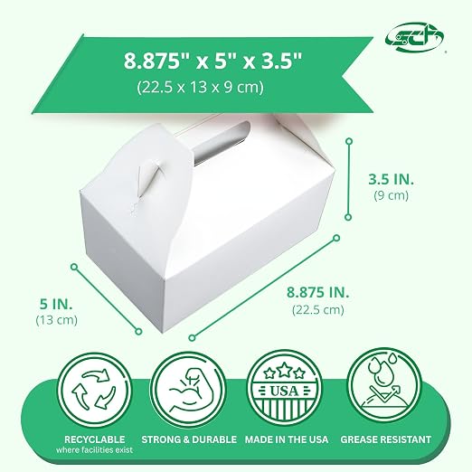 SCT 2701 Paperboard White Small Barn Style Carry Out Box, 5-lb Capacity, 8-7/8" Length x 5" Width x 3-1/2" Height (Case of 250) - Image 2