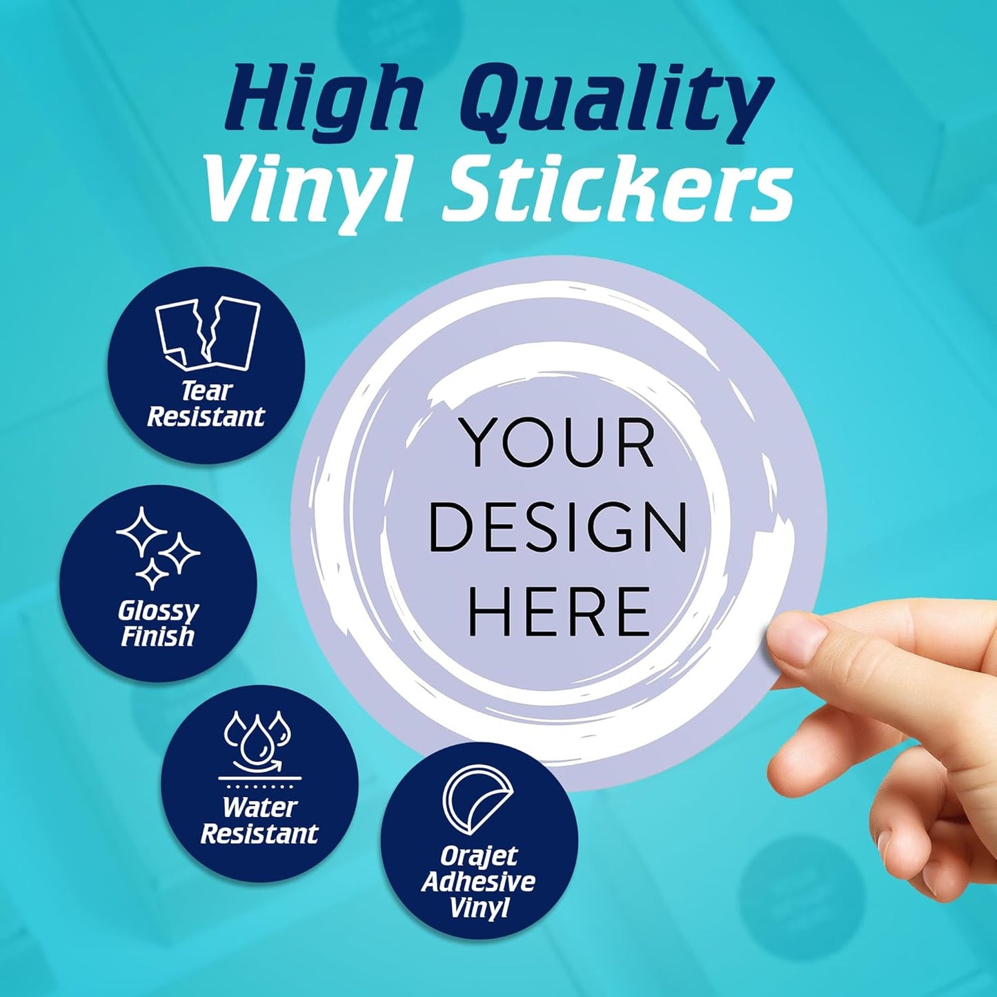 100 Custom Vinyl Stickers - Upload Your own Image, Text, Design, Logo - Personalized Logo Labels for Handmade, Packaging, Bottle, Jars, Candle, Brand Stickers (Lavender Swirls, 6x6)