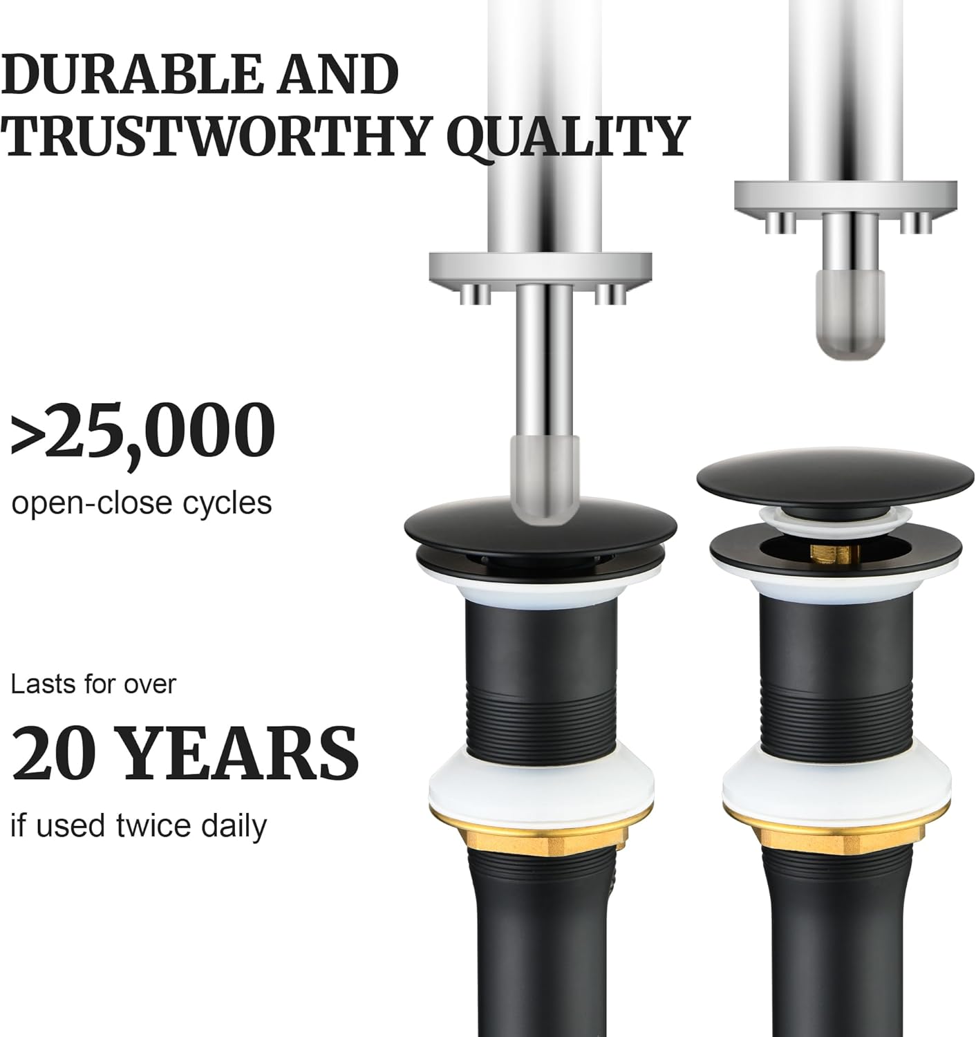 Pop up Sink Drain Stopper for Bathroom Vessel Vanity Sink Art Basin Matte Black, Big Cap Without Overflow, Metal Pop-up Drain Strainer with Detachable Basket Stopper