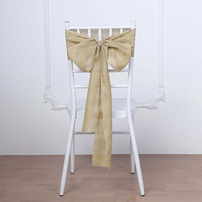 Efavormart 5 Pack | Natural Jute Faux Burlap Chair Sashes, Boho Chic Linen Decor - 6"x108" - Image 7