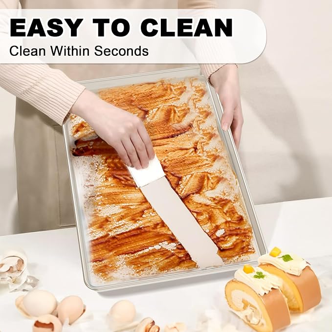 Half Sheet Pans with Rack Set, 13 Inch Commercial Quality Baking Sheet Pan Set, Natural Aluminum Cookie Sheet, Warp Resistant Nonstick Thick Cookie Tray Pans for Baking, Roasting - Image 8