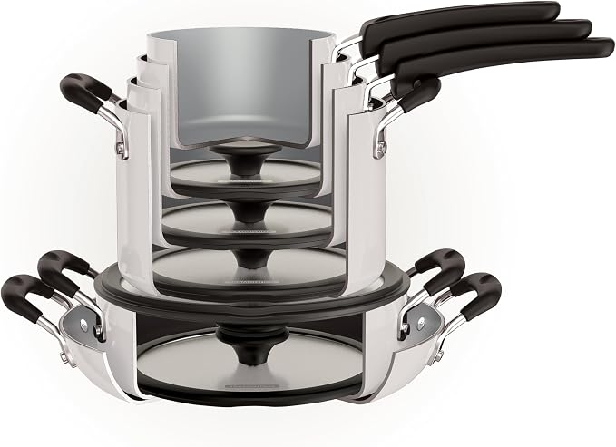 Tramontina Ceramic Non Stick 11-Piece Nesting Pots and Pans Set - White - Image 5