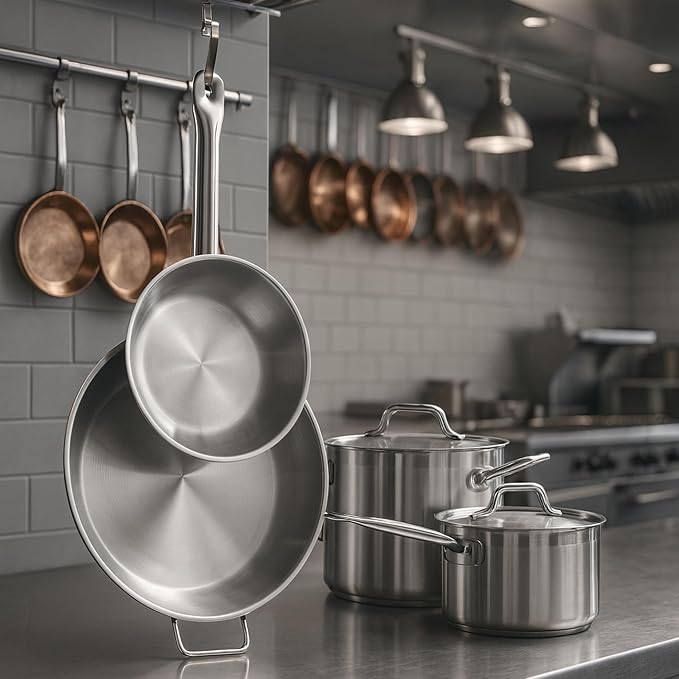 Stainless Steel Pots And Pans Set, Induction Cookware Set With 2 Saucepans, 2 Fry Pans Non-Stick, 5 Qt Sauté Pan And 12 Qt Stock Pot, Stainless Steel Cookware Set (10-Piece) - Image 3