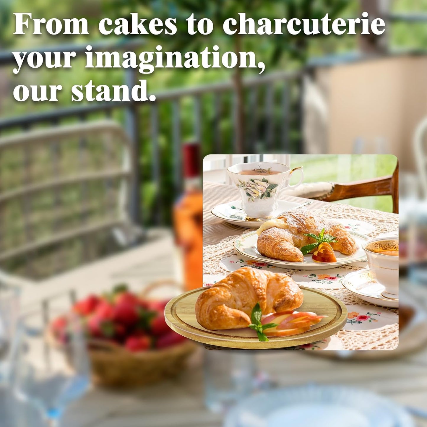 cutesun Wood Cake Stand with Lid, 12in Acacia Wood Cake Plate with Cover, Wooden Cake Display Stand with Acrylic Dome, Cake Holder Tray for Wedding Gift，Kitchen,Birthday,Parties,Baking Gifts