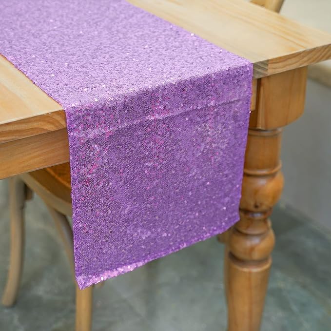 Lavender Sequin Table Runner 6 Pack, 12''x72 Glitter Table Runner - Image 3