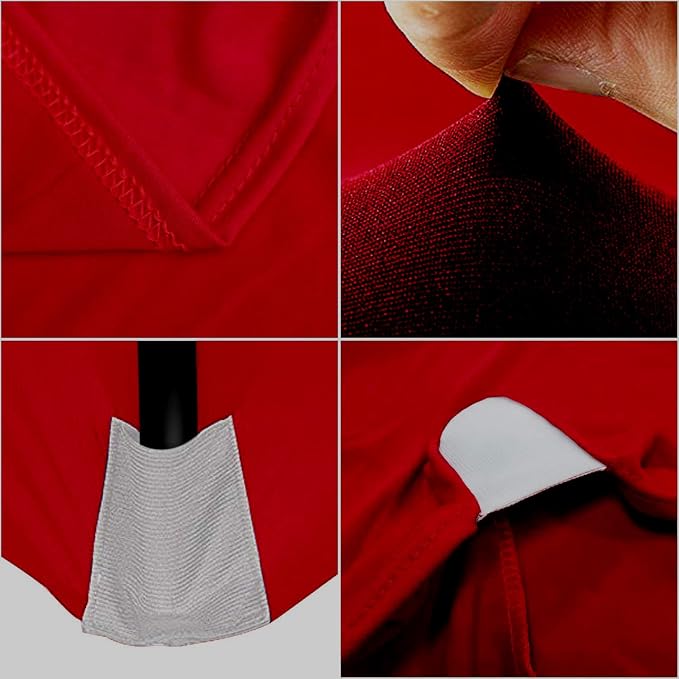 MDS® Pack of 15 Spandex Tablecloth 8FT Tight Fitted Stretch Table Cover – Washable Wrinkle-Free Reusable Elastic Patio Tablecloth for Wedding, Party, Banquet, Trade Show, Event Décor - Red - Image 4
