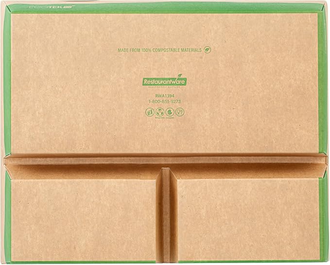 Restaurantware Paper Bento Box 100 Count 78 Ounces Paper Lunch Container Kraft Food Box, Greaseproof Disposable Three Compartment Meal Prep Box with Transparent PLA window - Image 11