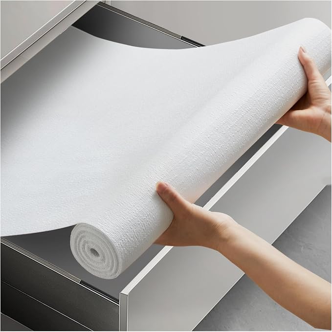 Viseeko Shelf and Drawer Liner for Kitchen Cabinet, White, 18in x 20ft by Viseeko
