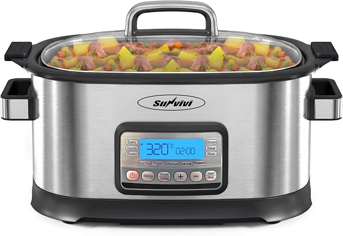 Sunvivi 12-in-1 Programmable Slow Cooker 6.5QT with Timer & Keep Warm by WeGetLife
