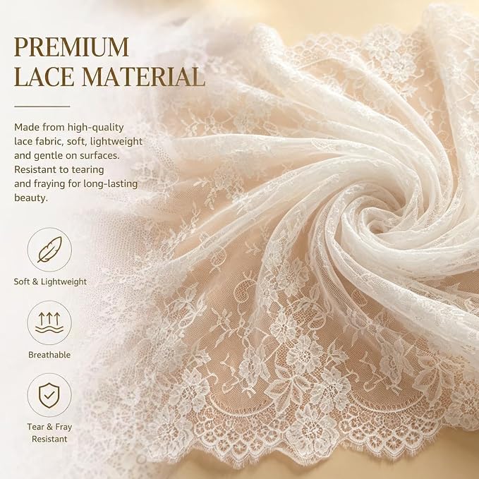 12 Pcs White Lace Table Runner 30x120 Inch Boho Lace Tablecloth - Image 3