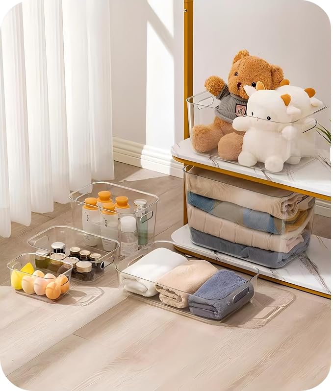 Ytteve 2-Pack Large Clear Plastic Storage Bins, 14.2" x 10" x 6.3" Extra Thick Heavy Duty Organizer Containers, Pantry & Fridge Bins for Kitchen, Bathroom, Under Sink, Laundry, Closet - Image 9