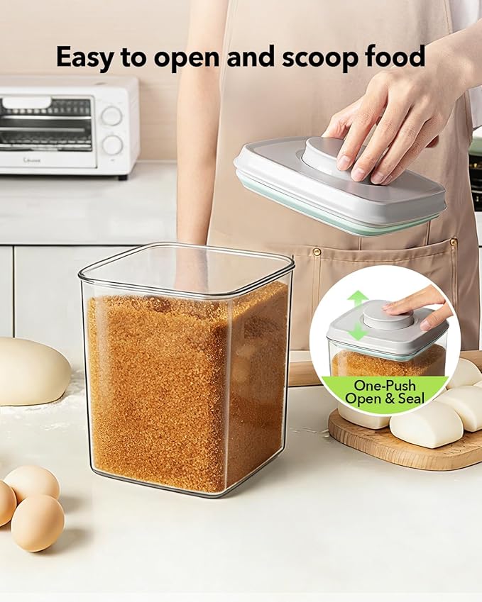 Ankou Food Storage Container Sets, 2.8 Qt *2+ 4.2 Qt *4 Airtight Canisters with Lids and 130ml Scoop, BPA-Free Plastic Pantry Containers for Flour, Sugar, Rice - Image 2