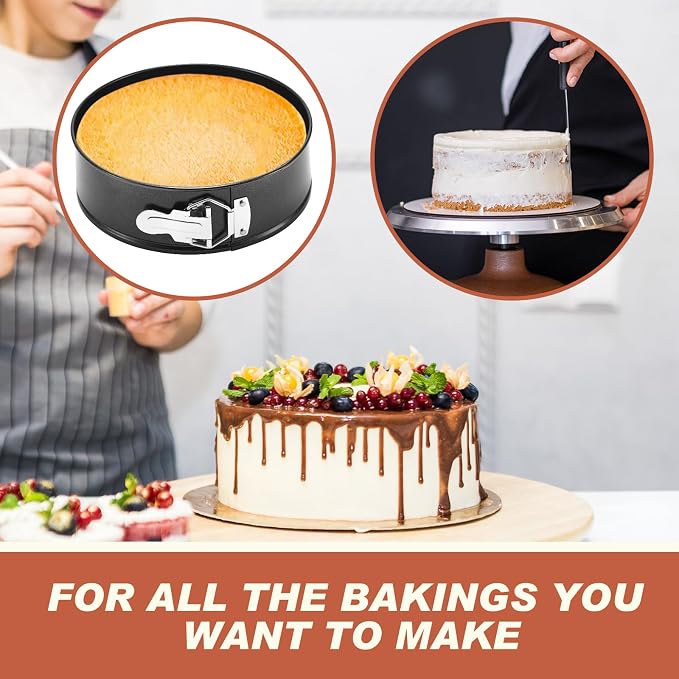 Funnymoom 4 Pcs 8 Inch Non Stick Springform Pan with Removable Bottom Carbon Steel Cheesecake Pan Round Springform Cake Mold with Stainless Steel Spring Buckles for Baking Kitchens Restaurant - Image 6