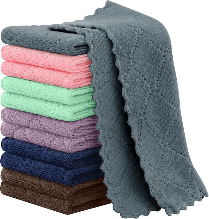 Homaxy Super Soft Absorbent 12 Pack Coral Velvet Dish Cloths, 7" x 9" by Homaxy