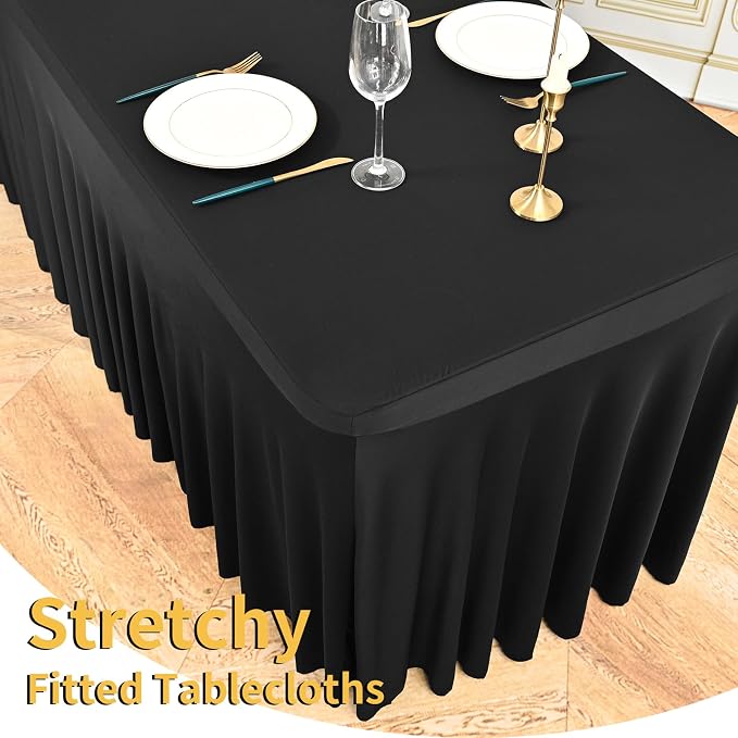 6 Packs Black Spandex Table Clothes for 8 Ft Tables - Image 4