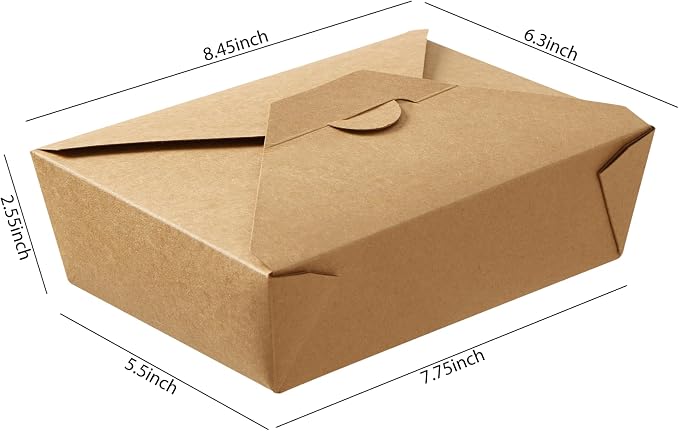 Kraft Paper To Go Boxes, Take Out Food Containers Greaseproof and Heavy Duty, Disposable To Go Containers for Restaurant, Catering and Party (75oz, 200pack) - Image 2