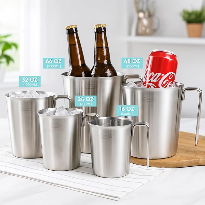 Newness 2-Pack Stainless Steel Measuring Cups Set, Metal Measuring Cup | (3 Marking Including Cup/ML/Oz Scale)(2 & 3 Cup) Metal Measuring Cup with Handle For Prepping, Baking and Cooking, Dishwasher - Image 8