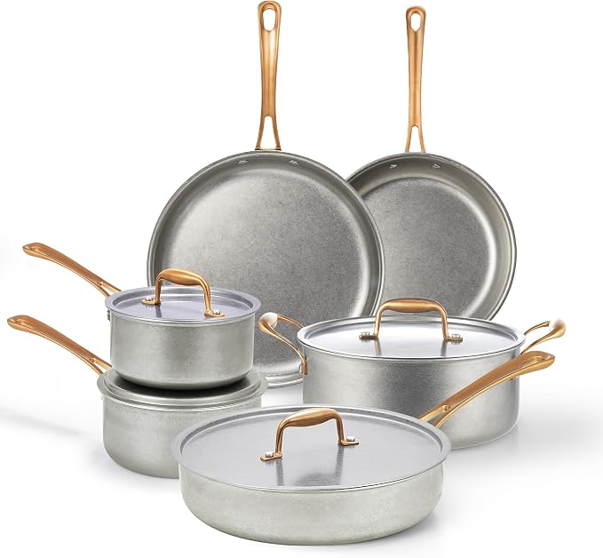 KOKHUB Vintage 10 Pcs Stainless Steel Pots and Pans Set Non Toxic by KOKHUB