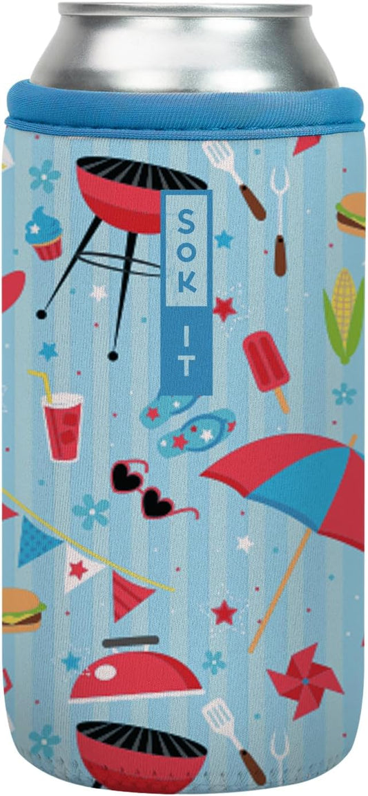 Sok It CanSok Sleeve for Beer & Soda Insulated Neoprene Cover (Grill N' Chill, 16oz Can Sleeve)