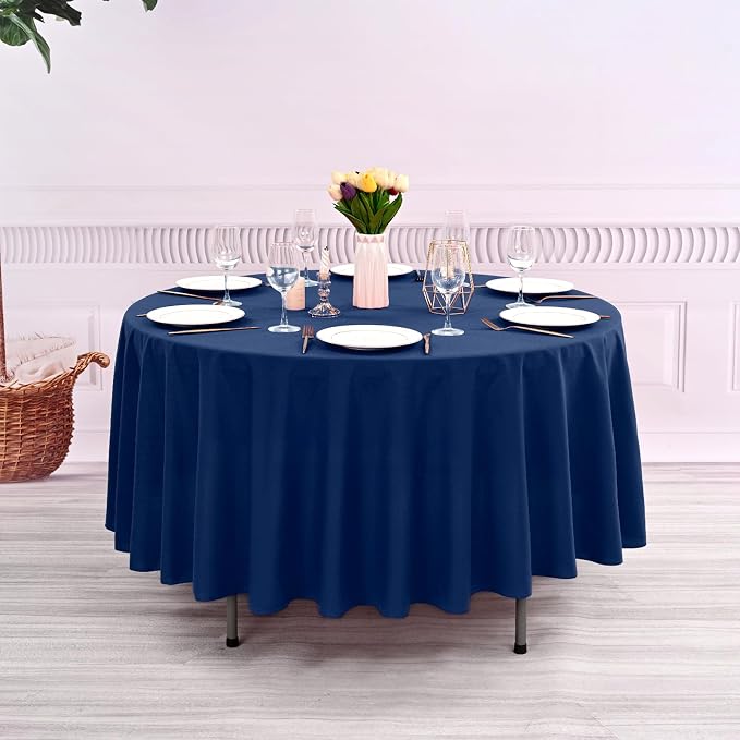 10 Pack Round Tablecloth Royal Blue Tablecloths 90 Inch,Circle Polyester Table Cloth,Washable Fabric Stain and Wrinkle Resistant Premium Round Table Cover for Wedding Parties Banquet Reception Dining - Image 3