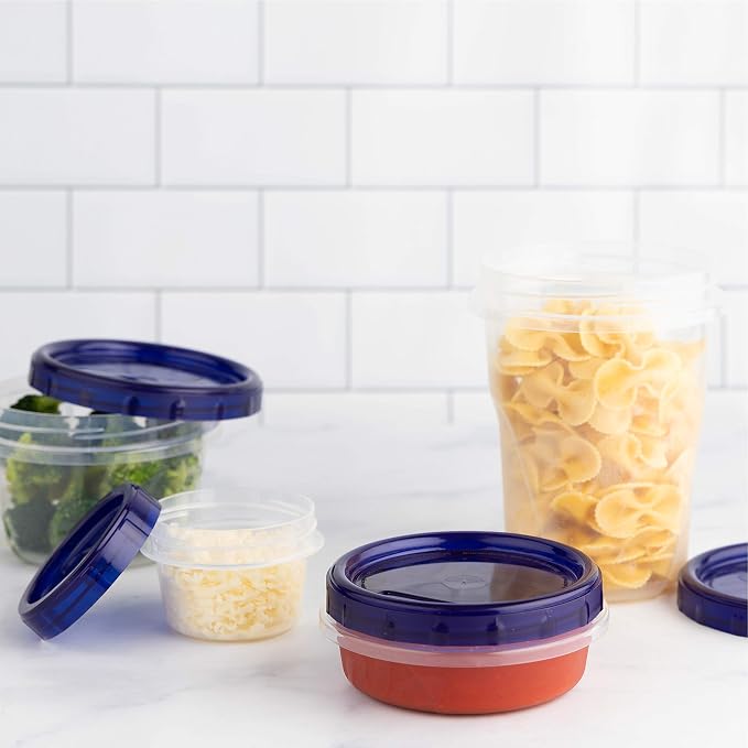 PLASTICPRO [8 oz 4 Pack] Deli Containers Clear bottom With blue Top Twist on Lids Reusable, Stackable, Food Storage Freezer Container - Image 7
