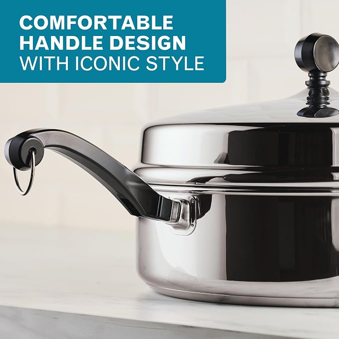 Farberware Classic Series Anniversary Edition Stainless Steel Sauté Pan and Lid with Helper Handle, Induction Suitable, 6 Quart Jumbo Cooker, Metal Utensil Safe - Stainless Steel - Image 5