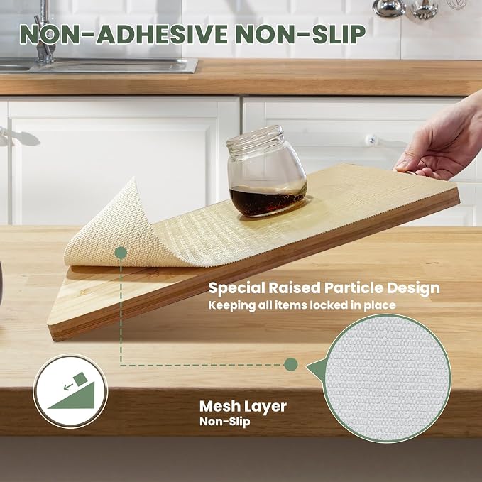Drawer Liner and Shelf Liner for Kitchen Cabinet Liner Non-Adhesive Non-Slip Shelf Paper, Thick Strong Grip Waterproof Easy to Clean for Shelves, Cupboard, Desks, Khaki, 17.5 in x 20 FT - Image 4