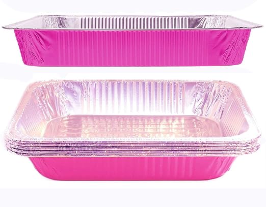 Tiger Chef Full Size Pink Disposable Aluminum Foil Steam Table Baking Pans, 19 5/8in x 11 5/8in x 2 3/16 inches Deep Disposable Chafing Pans 25-Pack - Image 3