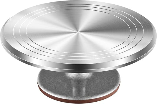 12-Inch Aluminum Alloy Cake Turntable for Frosting, Ultra-Smooth Rotating Icing Stand with Non-Slip Base, Heavy-Duty Decorating Rotating Cake Stand for Baking, DIY Crafts, and Cake Decoration by DynastyEra