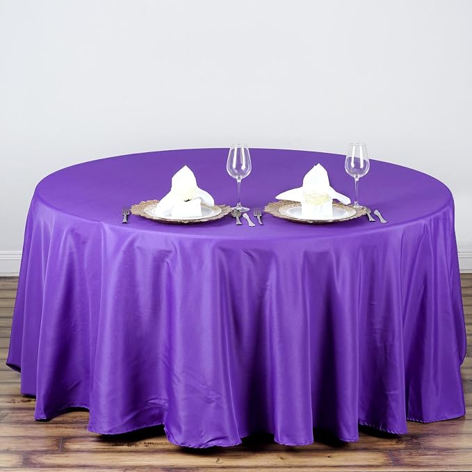 Balsa Circle 6 pcs 108 inch Purple Round Polyester Tablecloths Fabric Table Cover Linens for Wedding Party Banquet Reception Events Kitchen Dining - Image 4