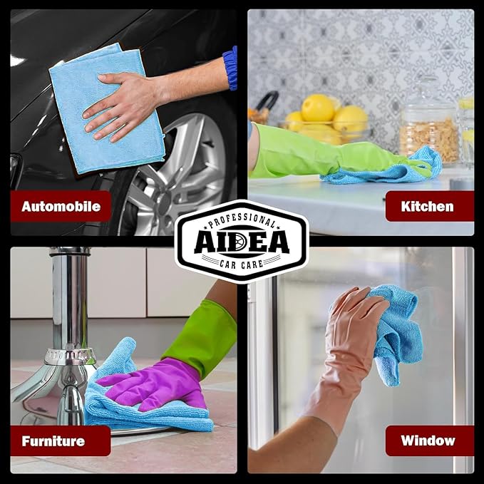 AIDEA Microfiber Cleaning Cloth Blue-50PK,Microfiber Towels for Cars 12×12" - Image 5