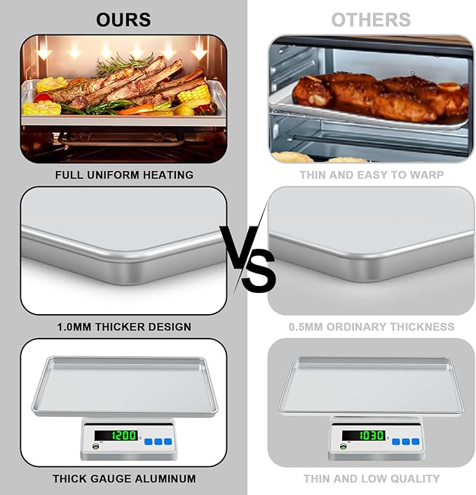 24 Inch Baking Sheet Pans with Rack Set, Natural Aluminum Cookie Sheet, Extra Large Commercial Quality Baking Sheet Pan Set, Warp Resistant Nonstick Thick Cookie Tray Pans for Baking, Roasting - Image 3